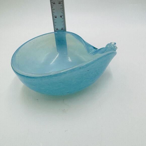 MCM Murano Art Glass Barbini Aqua Blue Bowl Italy Hand Blown - Picture 7 of 15